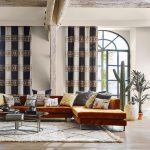 grey-birch-1-paint-sanderson-orange-couch-black-white-curtains-style-library
